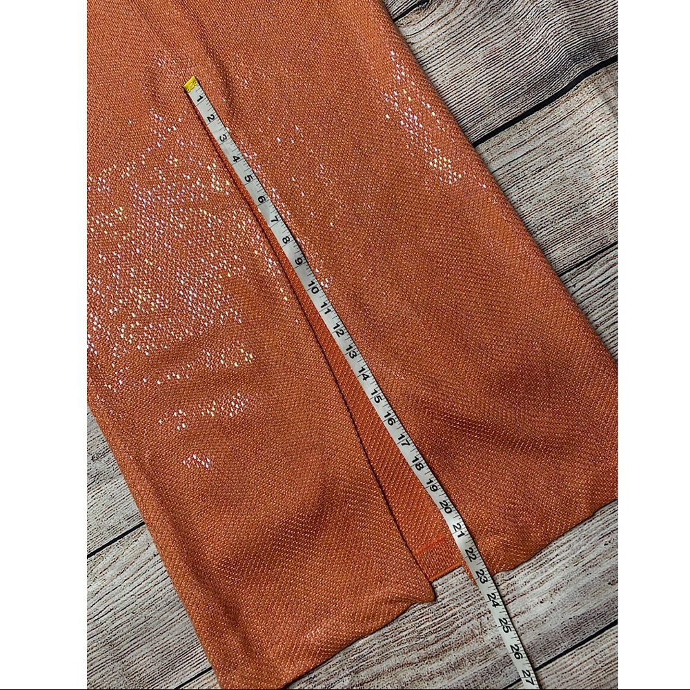 St. John Coral Orange Halter Maxi with Floral Neck Accent - Picture 12 of 13